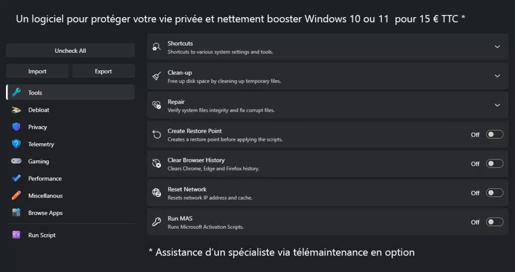 un logicile pour accélérer windows 10 ou 11 pour 15 €
