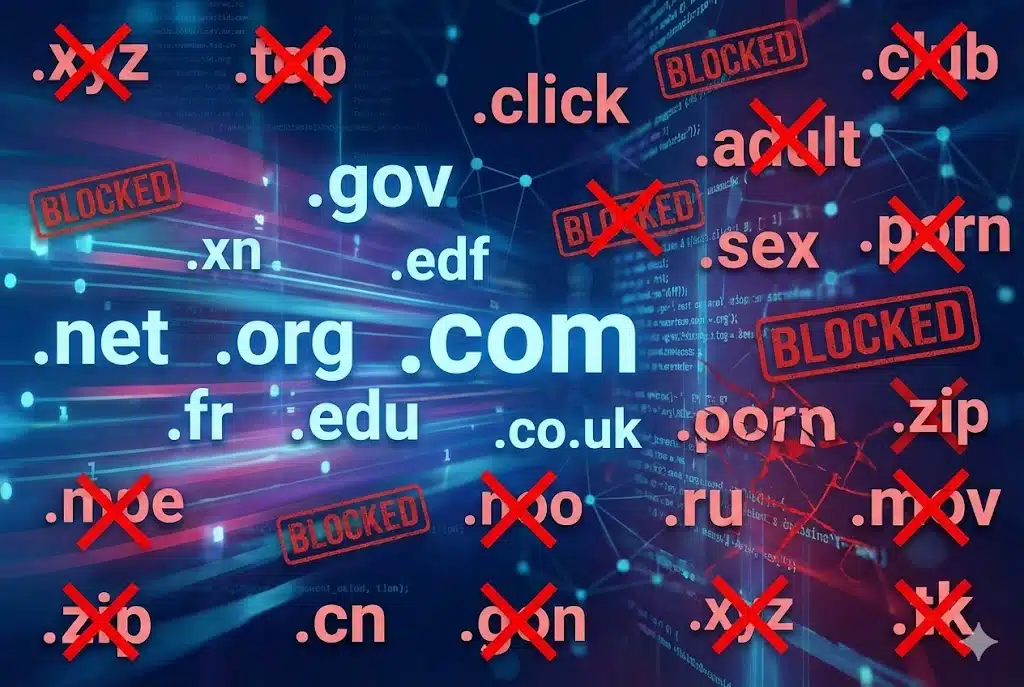 blocage des extensions de noms de domaine ou tld exotiques et lutte contre le hameçonage ou pishing