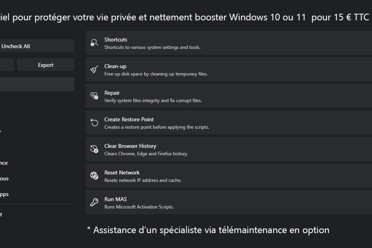 un logicile pour accélérer windows 10 ou 11 pour 15 €